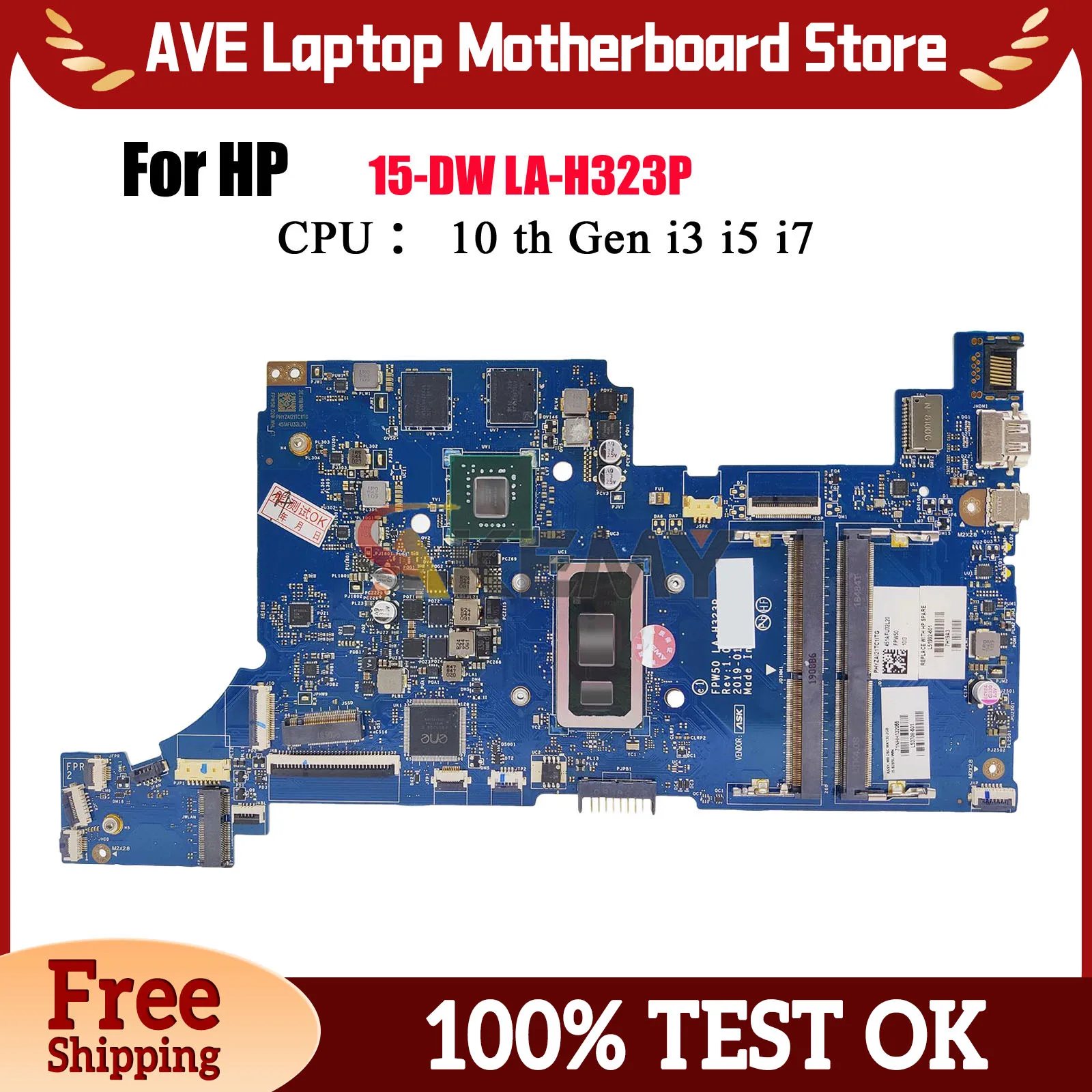 

LA-H323P Материнская плата для ноутбука HP Pavilion 15-DW с процессором i3 i5 i7 8-го 10-го поколения 2 ГБ графического процессора L68080-601 L51993-601 100% полностью протестировано