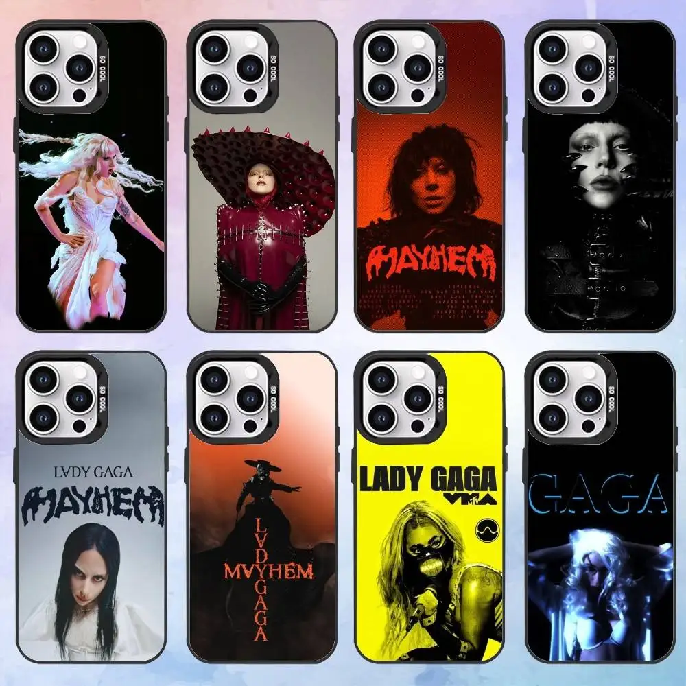 

Singer L-LADY G-GAGA M-MAYHEM Phone Case For iPhone17,16,15,14,13,12,11 Plus,Pro Max Black Candy Matte Shockproof Cover