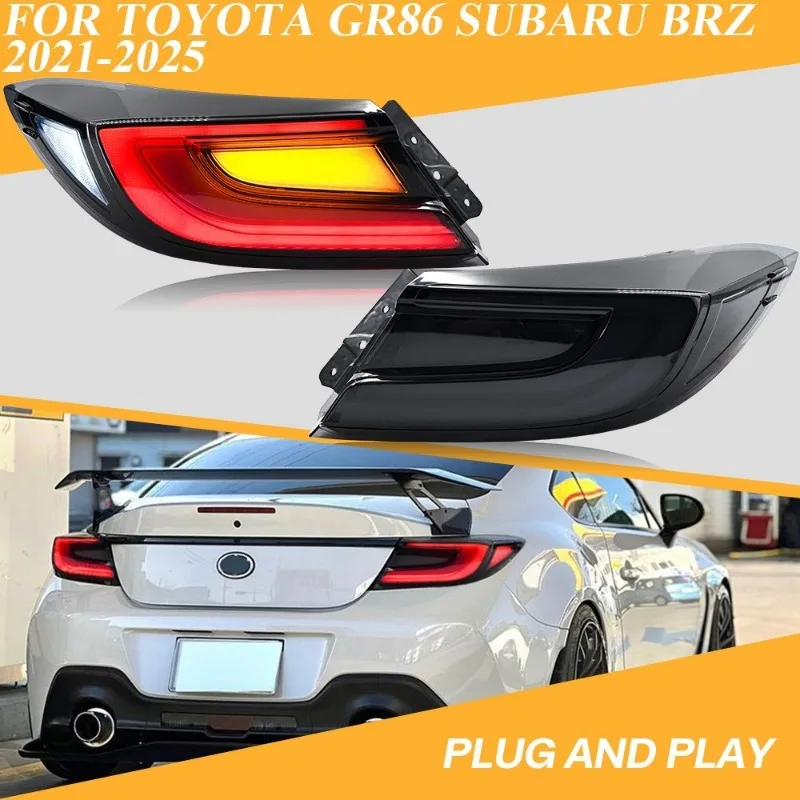 RGB Multicolor LED Tail Lights For Toyota GR86 Subaru BRZ 2021-2025 Clear Lens Rear Lamps with App Control Dynamic Light Show