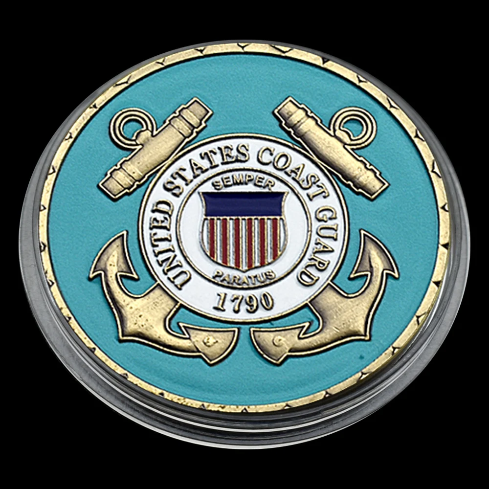 

UNITED STATES COAST GUARD 1790 Commemorative Coin with Plastic Case Skull Medal Gifts Collect - Rare