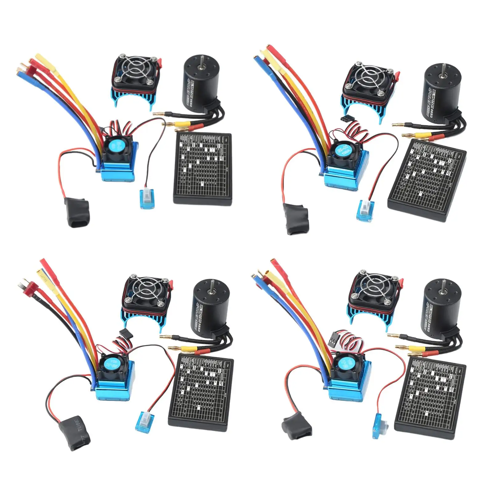 Combo Motore Brushless RC in Metallo 4300KV con ESC, Dissipatore di Calore e Scheda di Programmazione per Auto/Barca RC 1:8 1:10 Off/On-road Monster