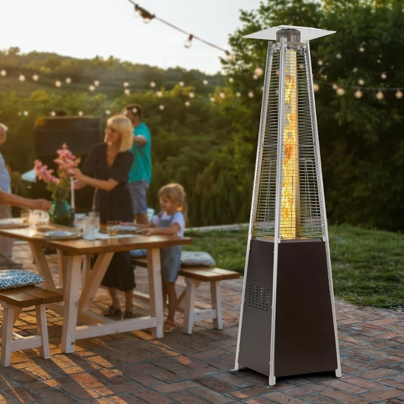 Patio Heater,48,000 BTU Outdoor Patio Heater with Wheels,Propane Patio Heater w/Waterproof Cover & Gloves