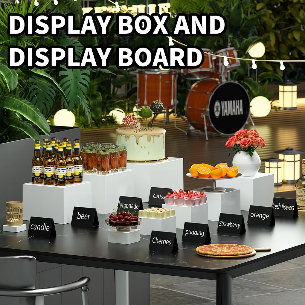 Acrylic Cube Display Box Riser 5 Sided Display Stand Nesting Riser Stands for Food Cake Catering Action Figures Collectibles