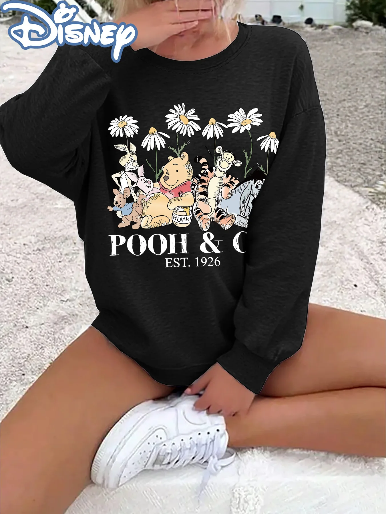 

Женские Disney POOH & Co EST 2026 г. Хлопковая толстовка с капюшоном 196, пуловер, повседневное осенне-зимнее флисовое пальто большого размера для пар