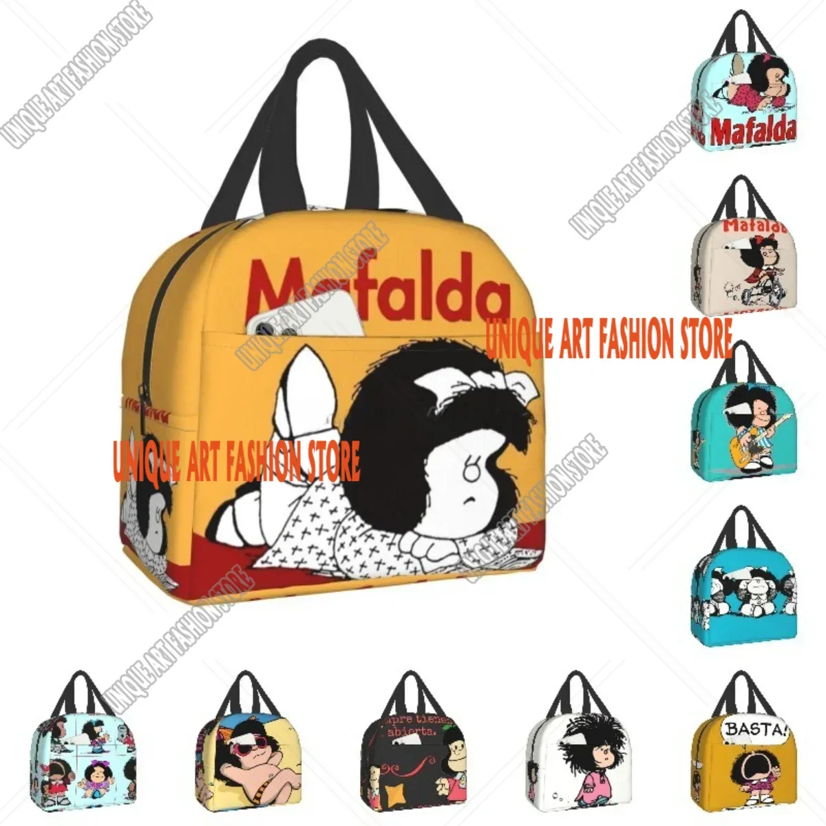 Mafalda Insulated Lunch Bag for Outdoor Picnic Argentine Quino Comics Resuable Thermal Cooler Bento Box Women Kids