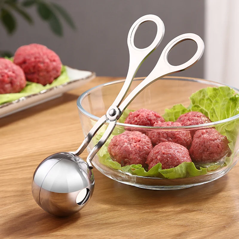 Meatball Maker Stainless Steel Meat Ball Maker Mold Meatballs Cooking Tongs Cookie Making Scoop Clip Meat Tools Kitchen Gadget