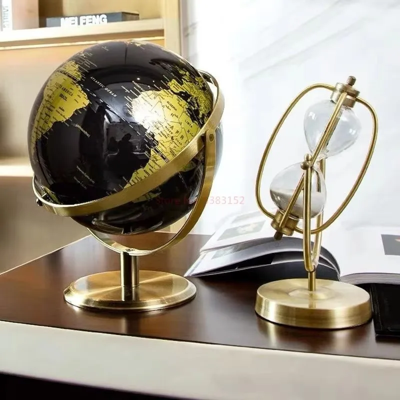 Nieuwe 20/23 cm Zwart Goud Roterende Globe Britse Home Office Decoratie Europese Stijl Creatieve Handwerk Decoratie Globe