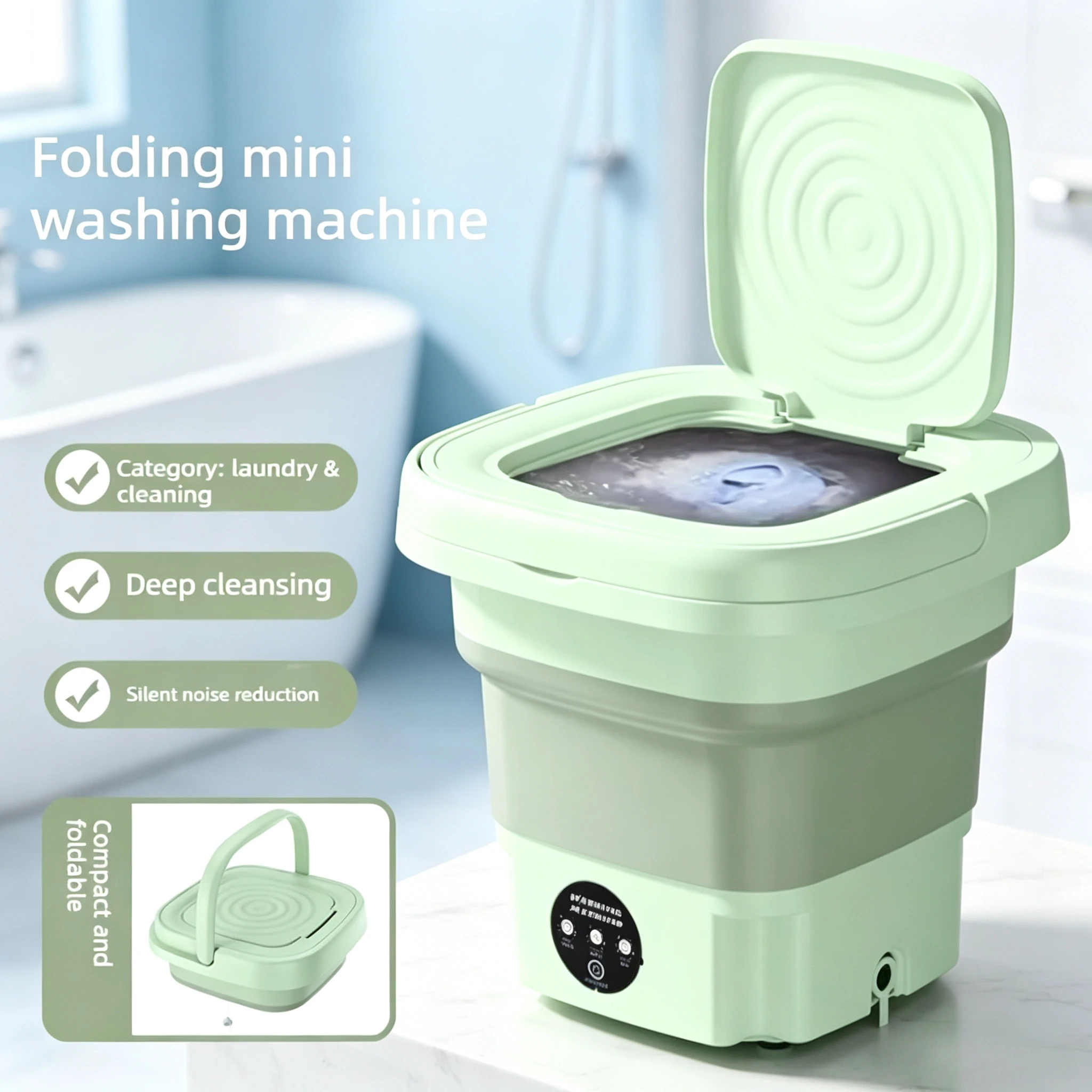 Portable Folding Mini Washing Machine Household Small Washer For Underwear Socks Student Dormitory Travel Foldable WashingBucket