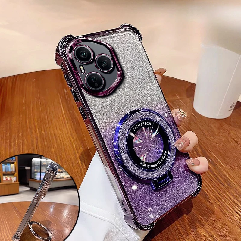 Luxury Glitter Bracket Case For Honor 400Lite 400 Pro 300 200 100 90lite X7 X7A X8A X8B X8C X9A X9B Nova13 12 Glitter Soft Cover