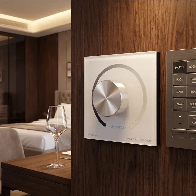 High-quality/ Wall Mounted PWM Dimmer For LED Strip Dimmer DC12V-24V Rotary Panel Knob For 5050 3528 Single Color Tape Control