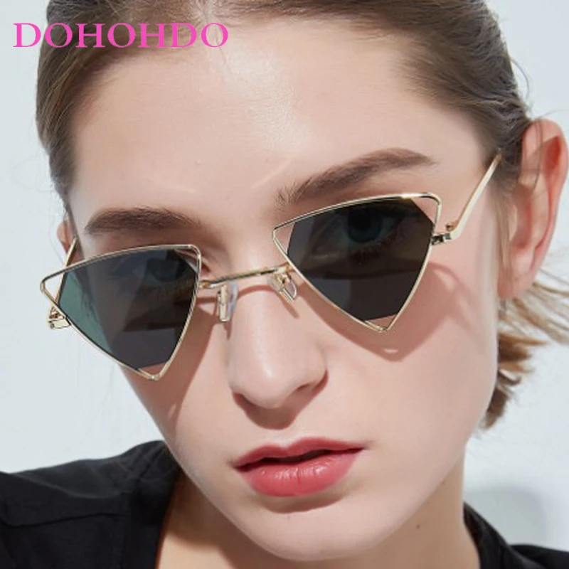 

New Retro Small Triangle Punk Hollow Women Sunglasses 2026 Luxury Metal Frame Eyewear Men Summer Traveling Ladies Sunglass UV400