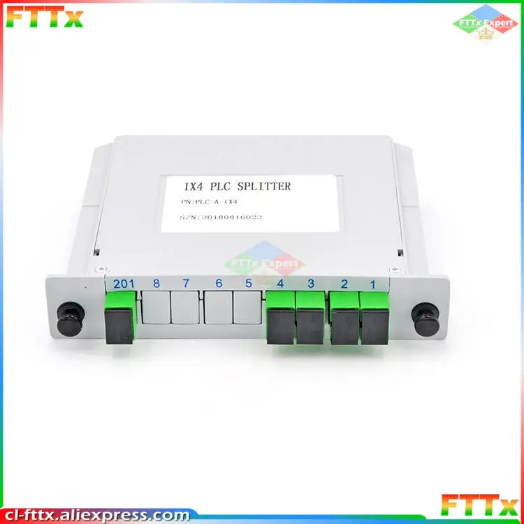 Caja divisora de fibra óptica SC APC PLC 1x4, divisor SC PLC, tipo de guía de onda plana, acoplador óptico