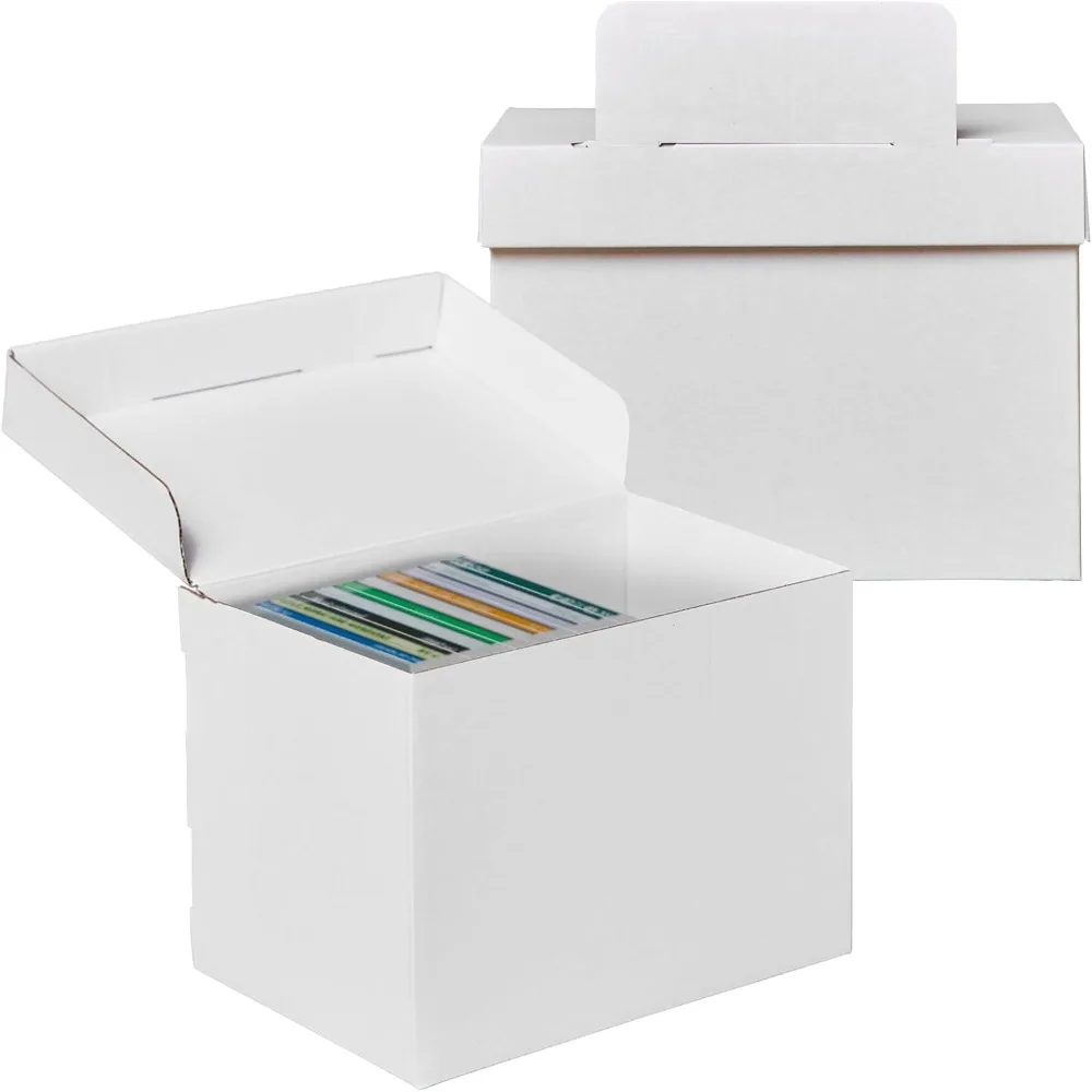 

2-Pack CD DVD Cardboard Storage Boxes with Lids – Media Organizer Case for CDs, DVDs, Video Games, Music, Anime, Small It