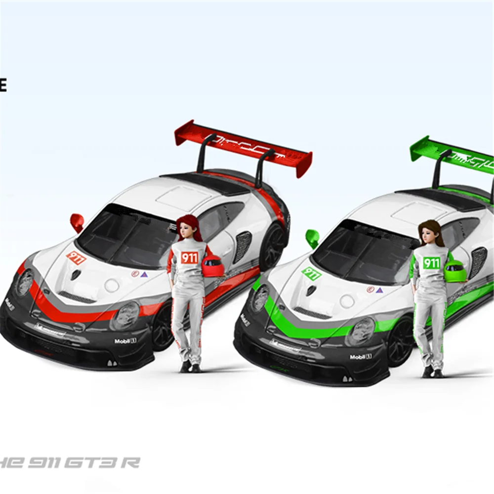 TIME MICRO/SR 1:64 911 GT3 Le Mans red green coating Painting Alloy Model Car for Collection& Display