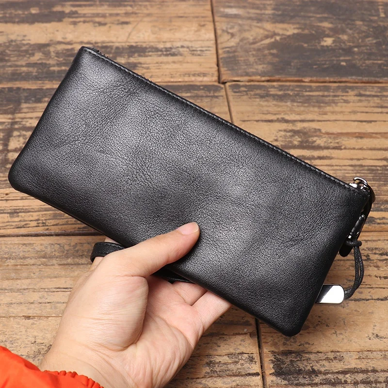 

Leather Coin Purse Soft Leather Thin Model Men's Women's Large Capaci Handheld Bag ort Wallet Suede Material Chinese Made