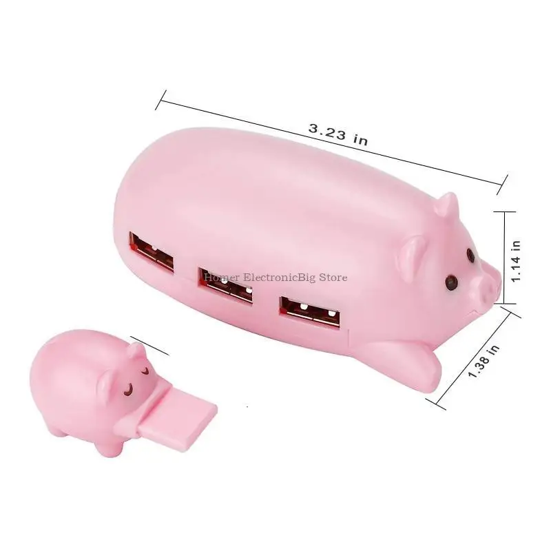 Cartoon Pig USB Hub 3 Port 2.0 USB -Splitter -Expander für Laptop -PC -Flash -Laufwerk