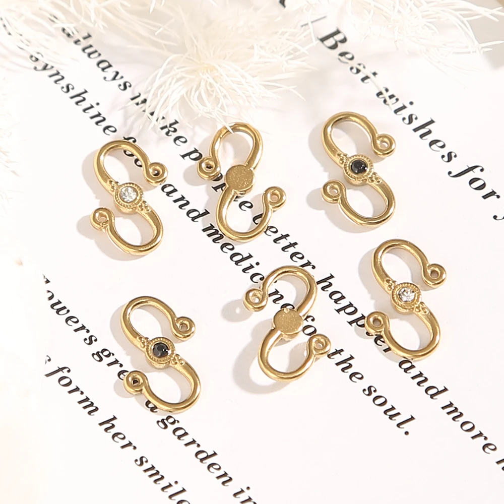 6 قطعة 18K مطلية بالذهب S على شكل مجوهرات المشابك الفولاذ المقاوم للصدأ السنانير موصلات ل عقد دي اي واي سوار صنع لوازم بالجملة #4