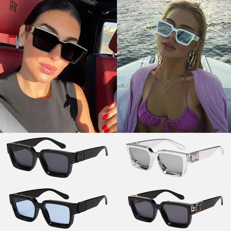 Brand Rectangle Sunglasses Women Luxury Brand Designer Men Shades Retro Square Black Sun Glasses Eyewear Trend Punk Eyeglasses