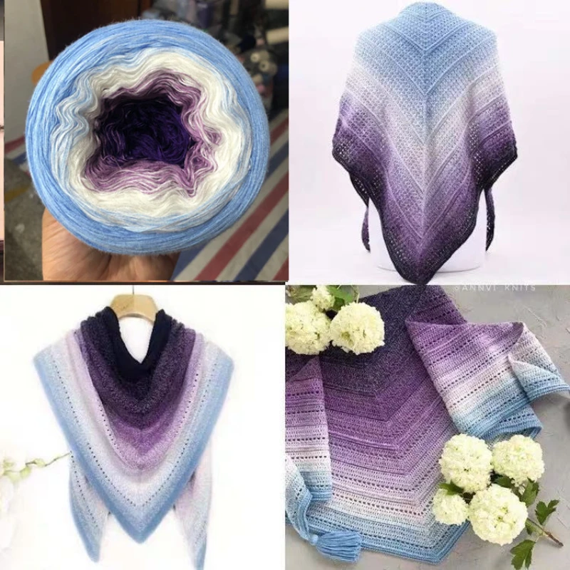 300g Gradient Cake Yarn Organic Cotton Blended Yarn Spring and Summer Crochet Skirt Shawl Lace Thread DIY Hand Knitted Wool