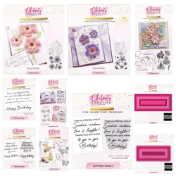 Birthday Verse Flower Bouquet Amazing Lovely Rectangle Metal Cutting Dies Silicone Stamps Scrapbooking Stencil Photo Album Card