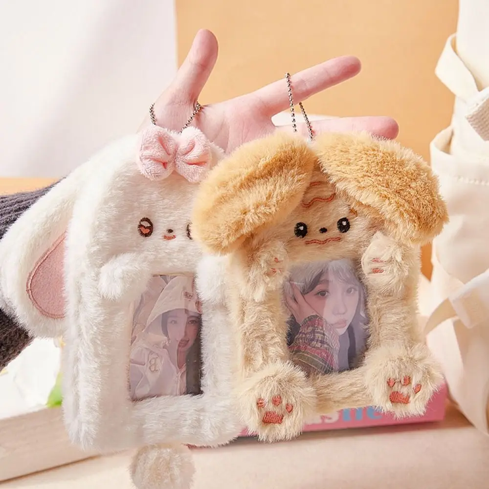 Koreański Idol Cartoon Photocard Holder Korean Style Animal Plush Photocard Holder z brelokiem do kluczy z zawieszką na kartę