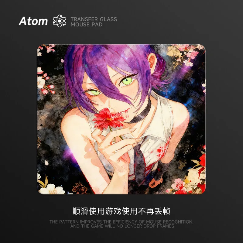 ATOM Photovoltaic Glass Mouse Pads Custom Personalised Anime Gaming Mat Laser Engraving Technology Desk Pad FPS Gaming Mouse Pad