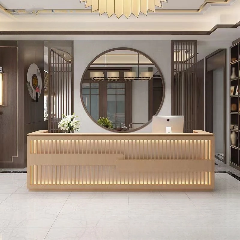 مكاتب الاستقبال الرجعية الجديدة على الطراز الصيني مكاتب الاستقبال المنزلية الحلاق متجر صالون تجميل أثاث المكاتب ВВНКДТ ZY40JDT #1