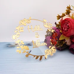 Custom Wedding & Engagement Personalized Acrylic Mirror Frame Acrylic Word Sign Flowers Design Party Decor With Nail Guest Gifts