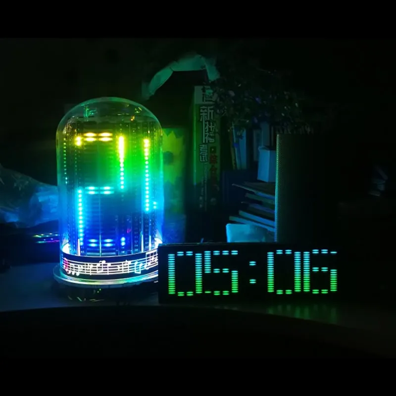 Full Color Music Spectrum Desktop Ornaments Car Remote Control Voice Control Clock 400 Lights Size 260*76*14