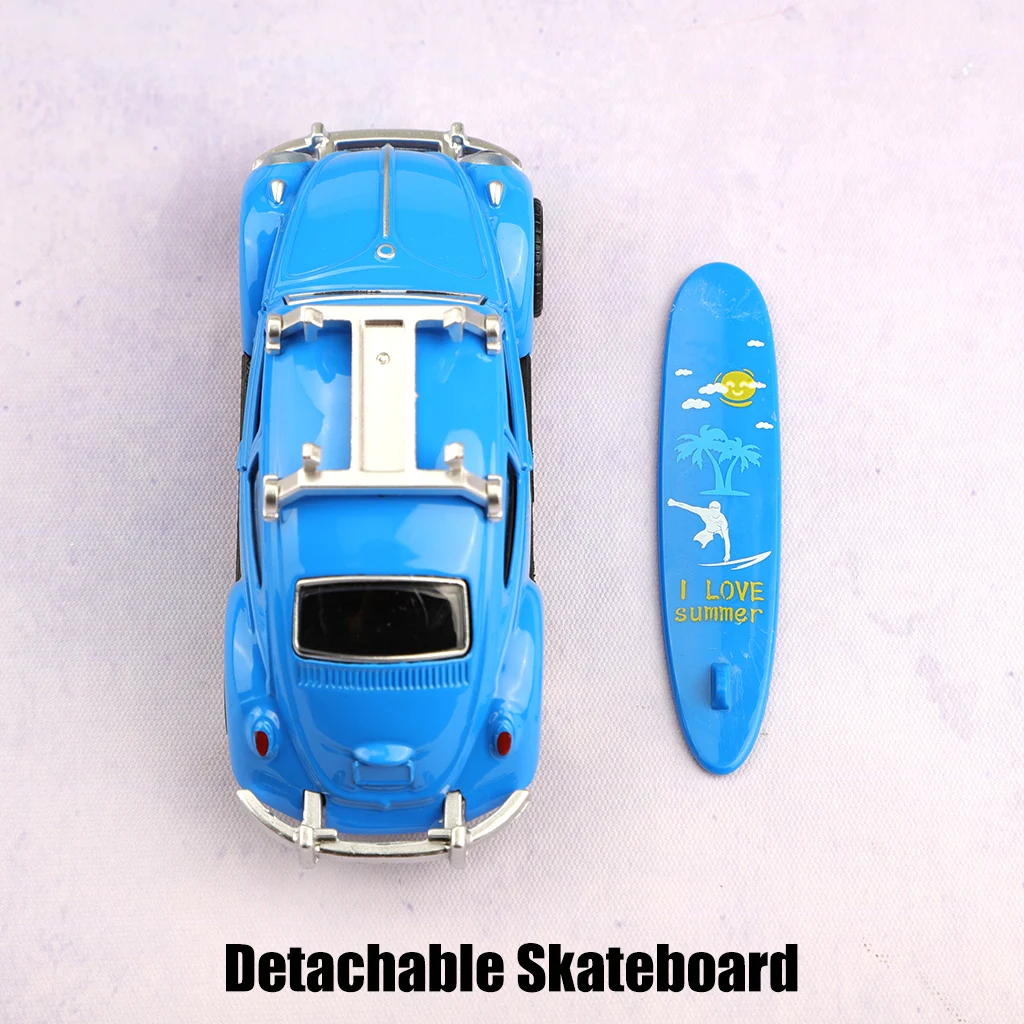 (袋入り) 1:36スケール ビートル スケートボード、ビーチスケートボードデザイン。 スケートボードは取り外し可能です。取り外し可能な子供用おもちゃです。