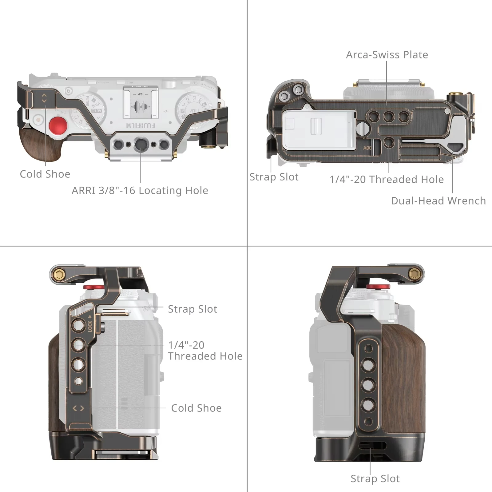 SmallRig X-M5 Retro Cage with Quick Release Plate for FUJIFILM X-M5, with 3/8