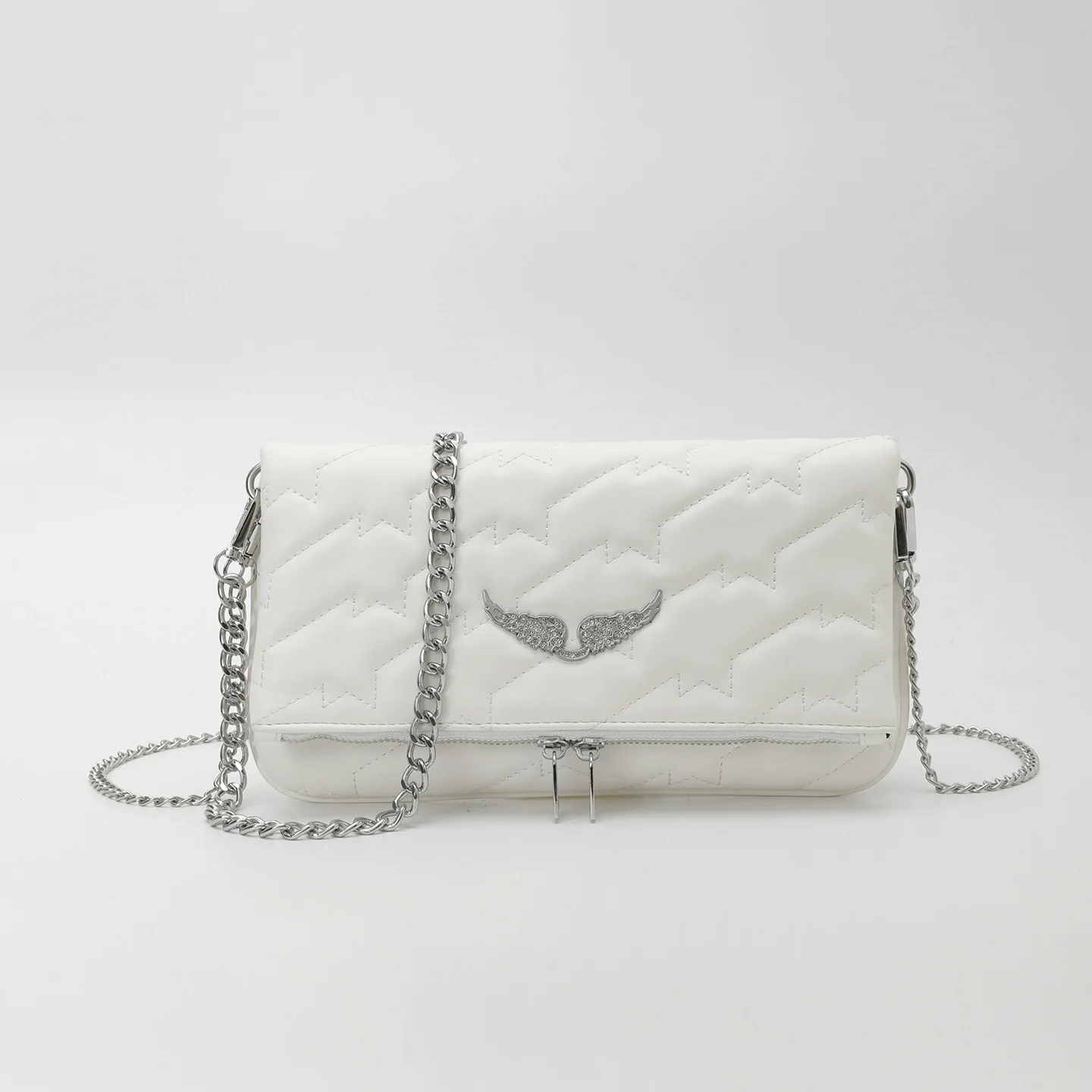 

New French Style Chain Shoulder Bag for Women – Fashion Versatile Fold-Over Zipper Purse, Embroidered Crossbody Handbag, Chic Everyday Small Tote