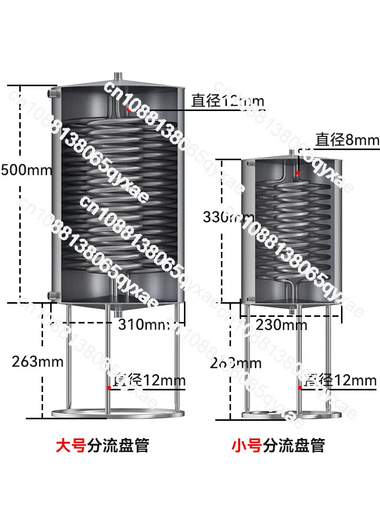 Coil Cooler Heat Exchanger Tube Hot and Cold Water Distillation Brewing Equipment 304 Stainless Steel Liter Cooling