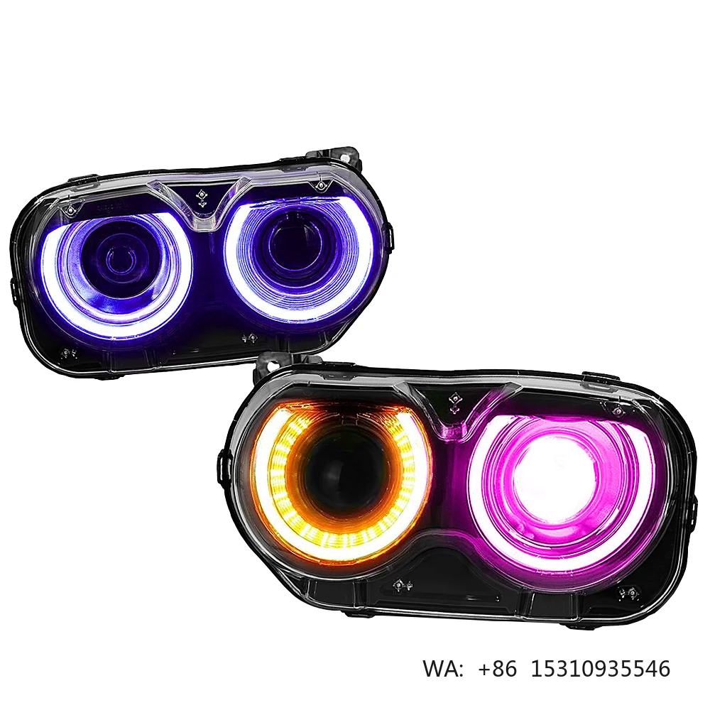 Modified Car Headlights for dodge Challenger 2015 2016 2017 2018 2019 2020 Colour Changing Headlights
