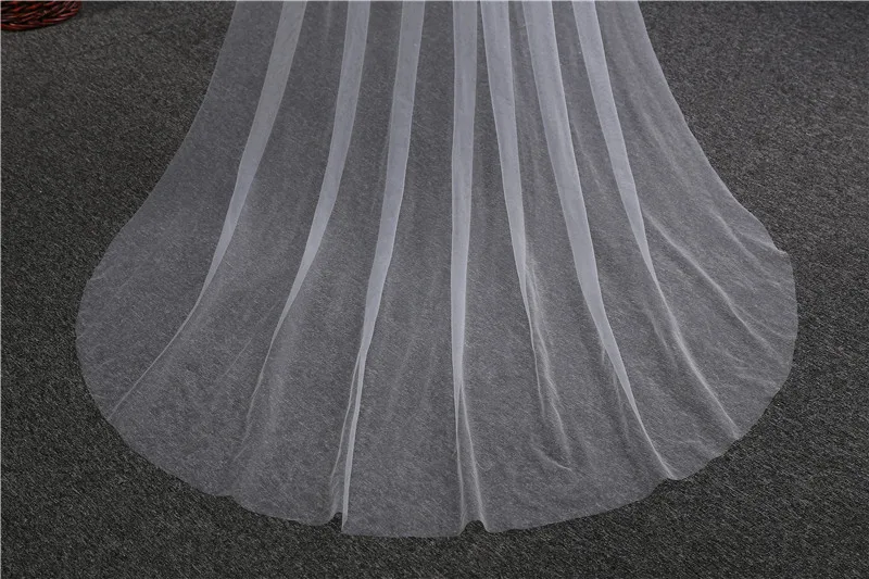 Real Photo Bridal Veils Wedding Accessories for Bride Long Veil Cathedral Single Layer White with Hair Comb Round Tail 3 Meters