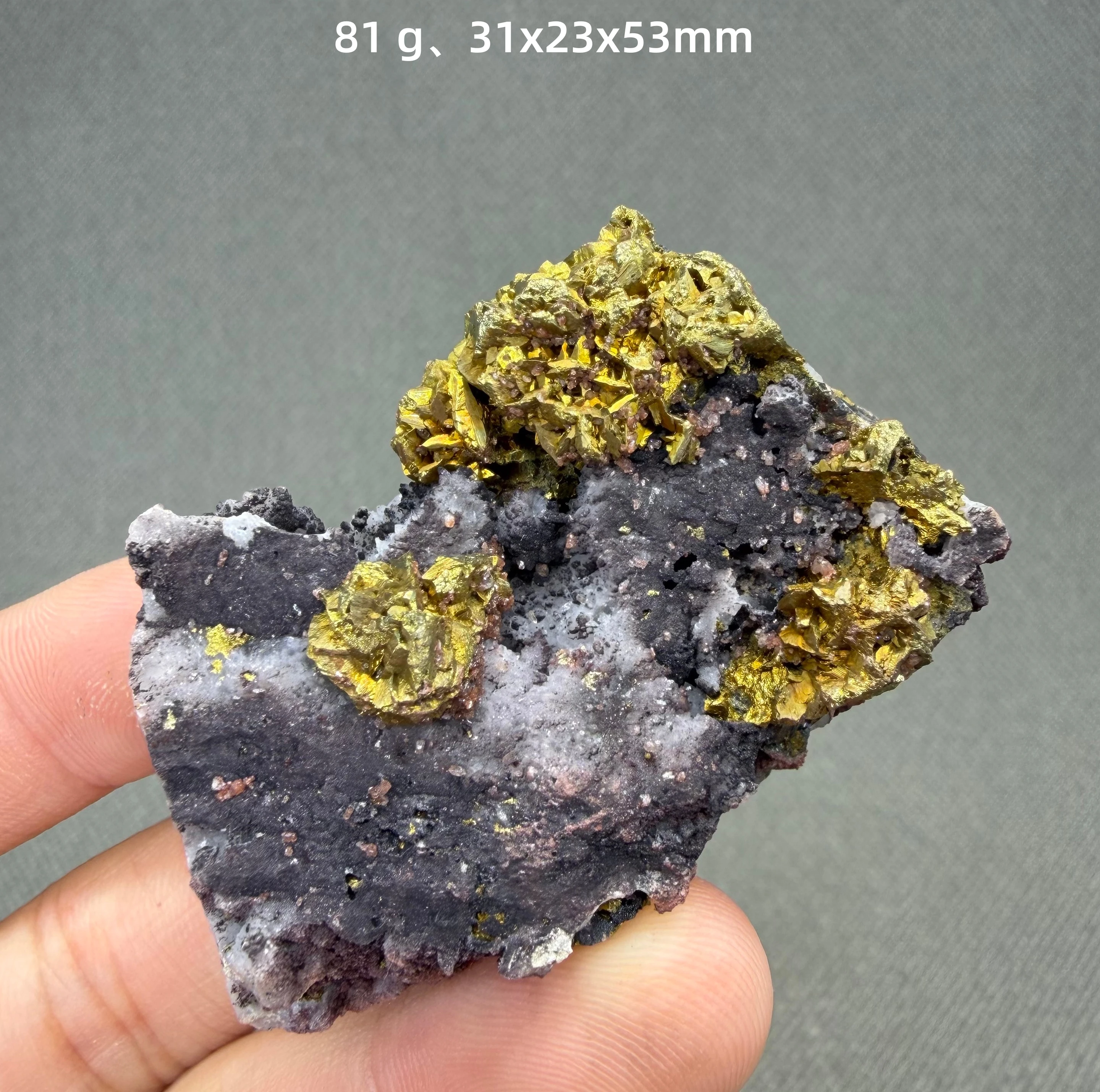 Grappe de cristaux de chalcopirite naturelle, spécimen minéral de cuivre métallique doré, décoration d'intérieur