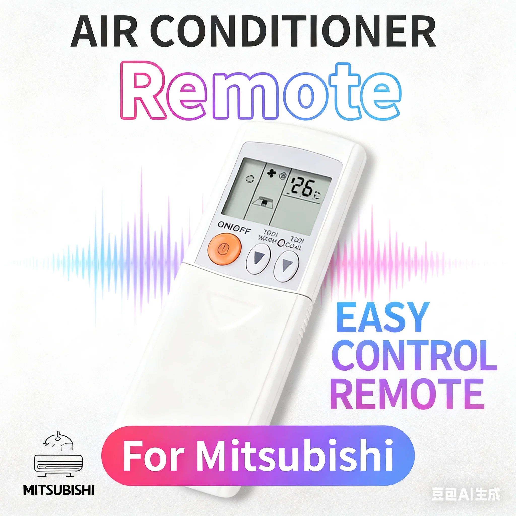 For Mitsubishi, Wearproof AC Remote Replacement, Smooth Touch, Fit MP04A/MSH-CB12VD & More.
