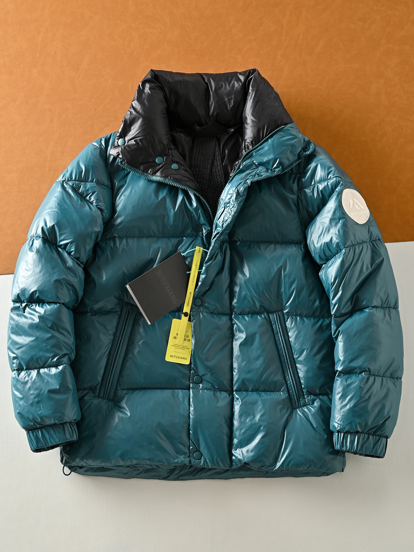 

High Puffin Du down Jaet Men Women Winter Warm Outerwear Stand Collar Glossy Surface Thiened Korean Sle Zipper Clo...