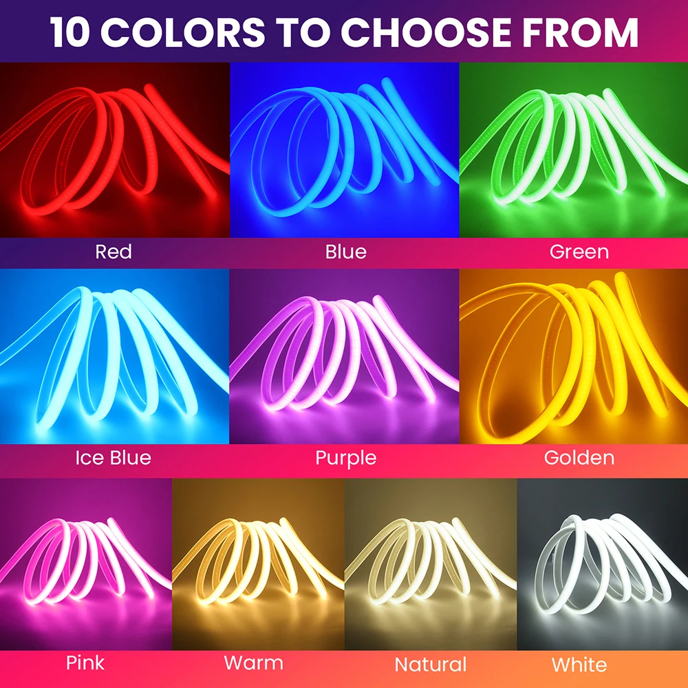 220v regulável cob led strip light ligar/desligar dimmer ip67 à prova dip67 água 288leds flexível lâmpada de néon decoração para casa plugue da ue branco natural quente