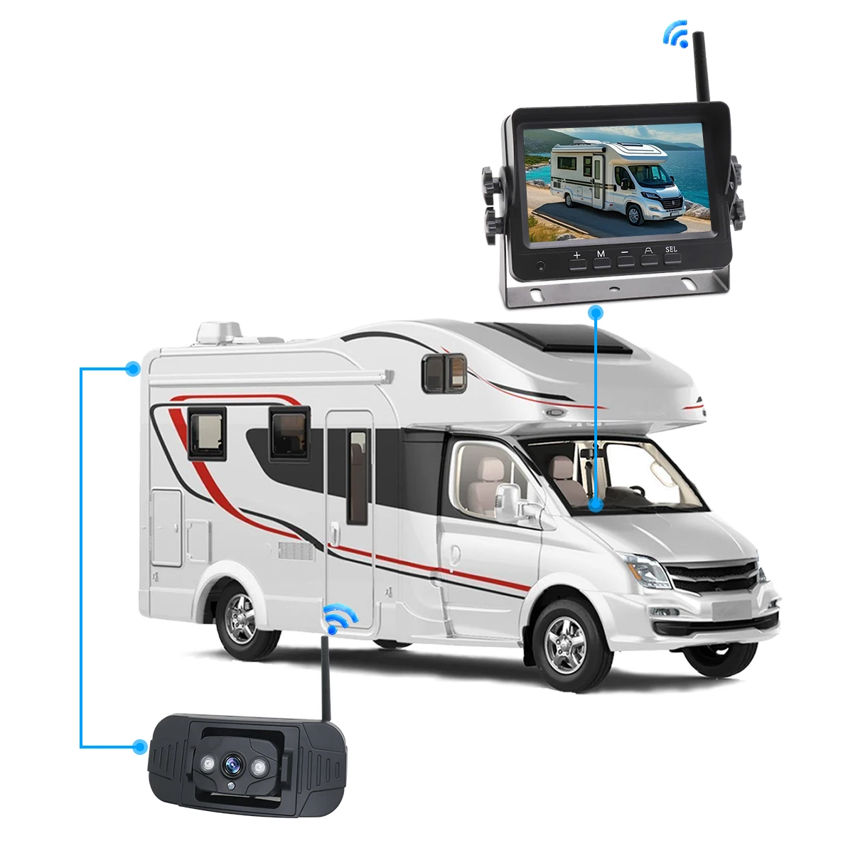 

Беспроводной 5-дюймовый автомобильный монитор 12 В-50 В, резервная упаковка заднего вида, водонепроницаемая камера для грузовиков, автобусов, автофургонов, прицепов, экскаваторов, 2,4G, Wi-Fi