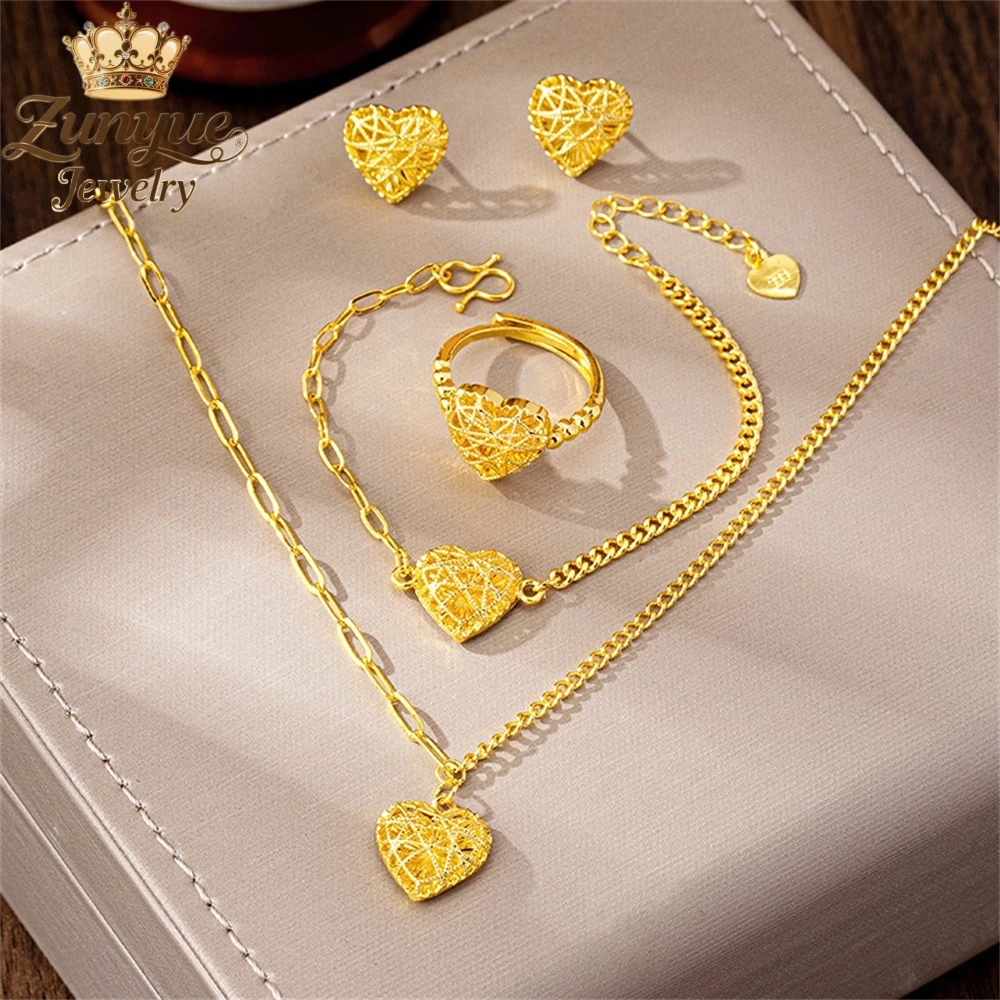 

High-End Sand Gold Heart-Shaped Hollowed-Out Necklace Luxury Quality Jewelry Luxury Quality Jewelry Exquisite Charms Popular