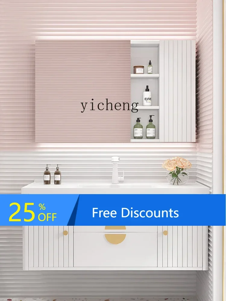 

LYY Oak Bathroom Cabinet Ceramic Whole Washbin Hand Washing Washbasin Cabinet Combination Washstand