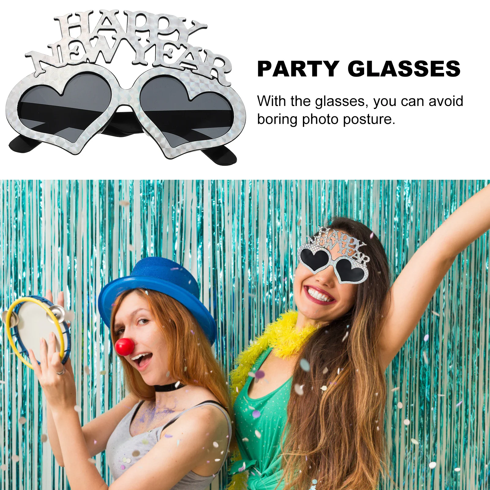 

3 шт., новогодние очки, очки для вечеринки, легкий реквизит для фотосессии, забавные украшения, очки для вечеринки, очки с Новым годом