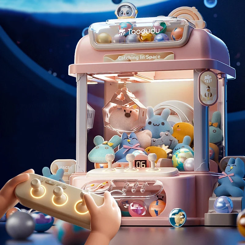 Klauenmaschine für Kinder, Puppenmaschine, Spielzeug für Kinder, Mini-Cartoon-Klauenkranmaschinen mit leichter Musik, Heimpuppen-Greifmaschine