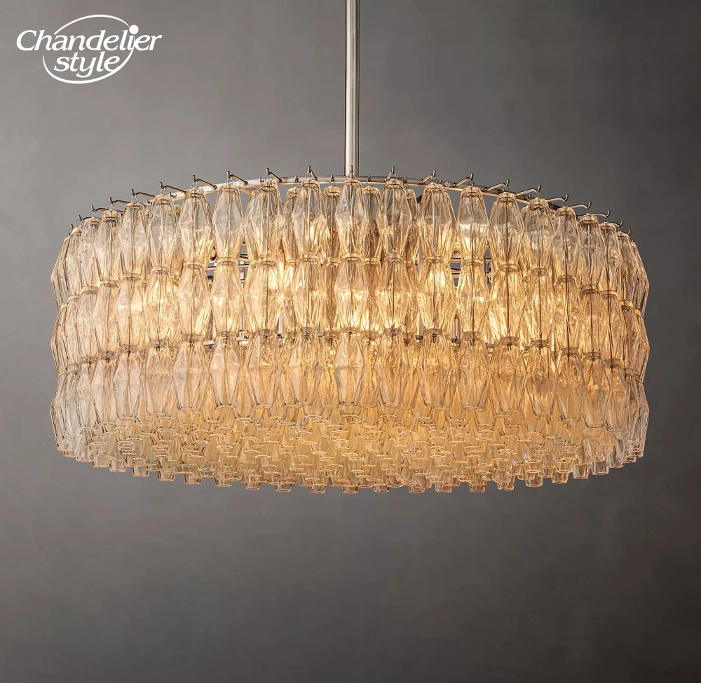 Modern LED Chandelier Chiara Clear Glass Round Chandeliers Lighting Living Room Bedroom Dining Room Pendant Lights