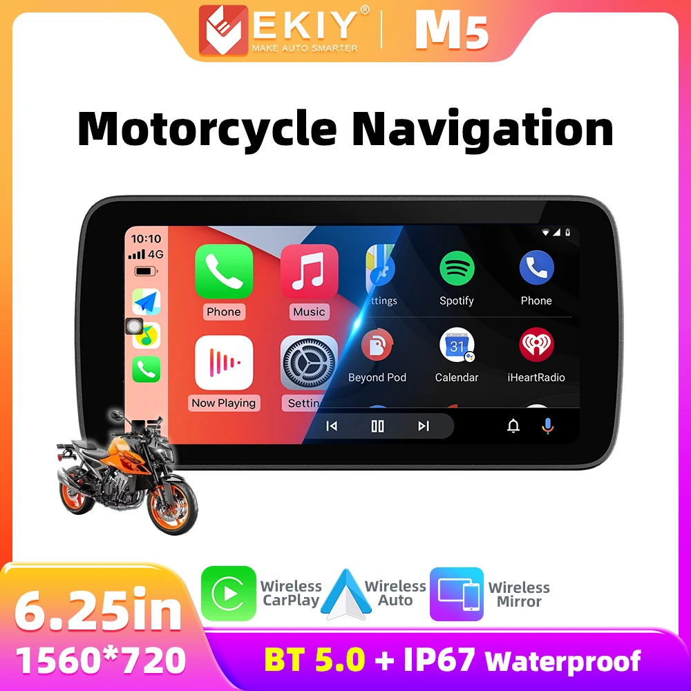 مراجعة وتحليل شاشة GPS موتورسيكل EKIY M5 6.25 بوصة مع دعم CarPlay وAndroid Auto