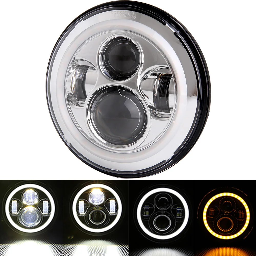 7inch Round Led Headlight High Low Beam DC12v 24v Lights Headlamp For Wrangler Lada 4x4 urban Niva suzuki samurai