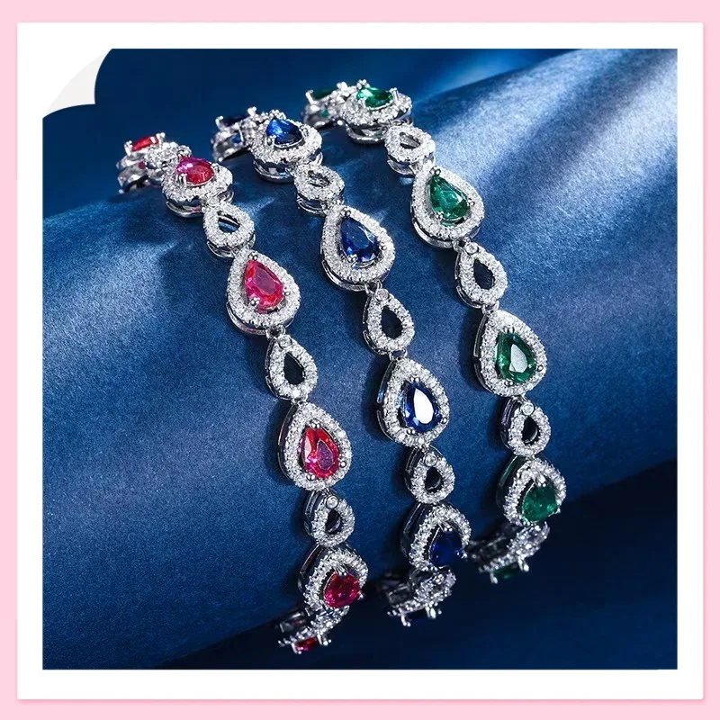 

Изысканный браслет с бриллиантами в форме капли, роскошный подарок на день рождения, годовщину, праздник. Новая модель.