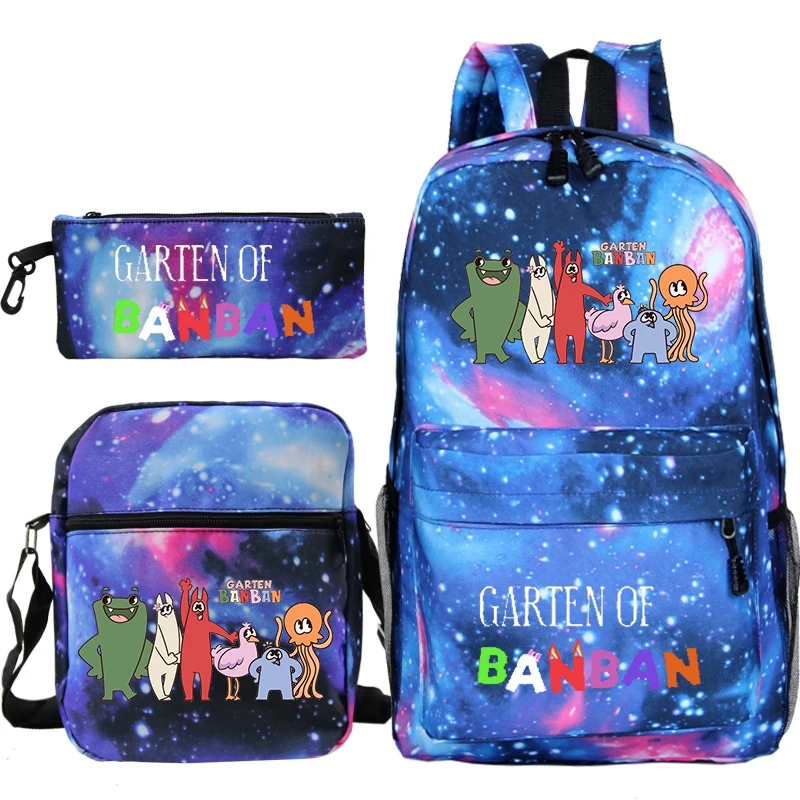 Garten de Banban Mochila para Meninos e Meninas, Bolsa de Ombro, Pen Bag, Schoolbag, Cartoon Bookbag, Mochila de Viagem, Sacos Desportivos, Estudantes, 3pcs por conjunto