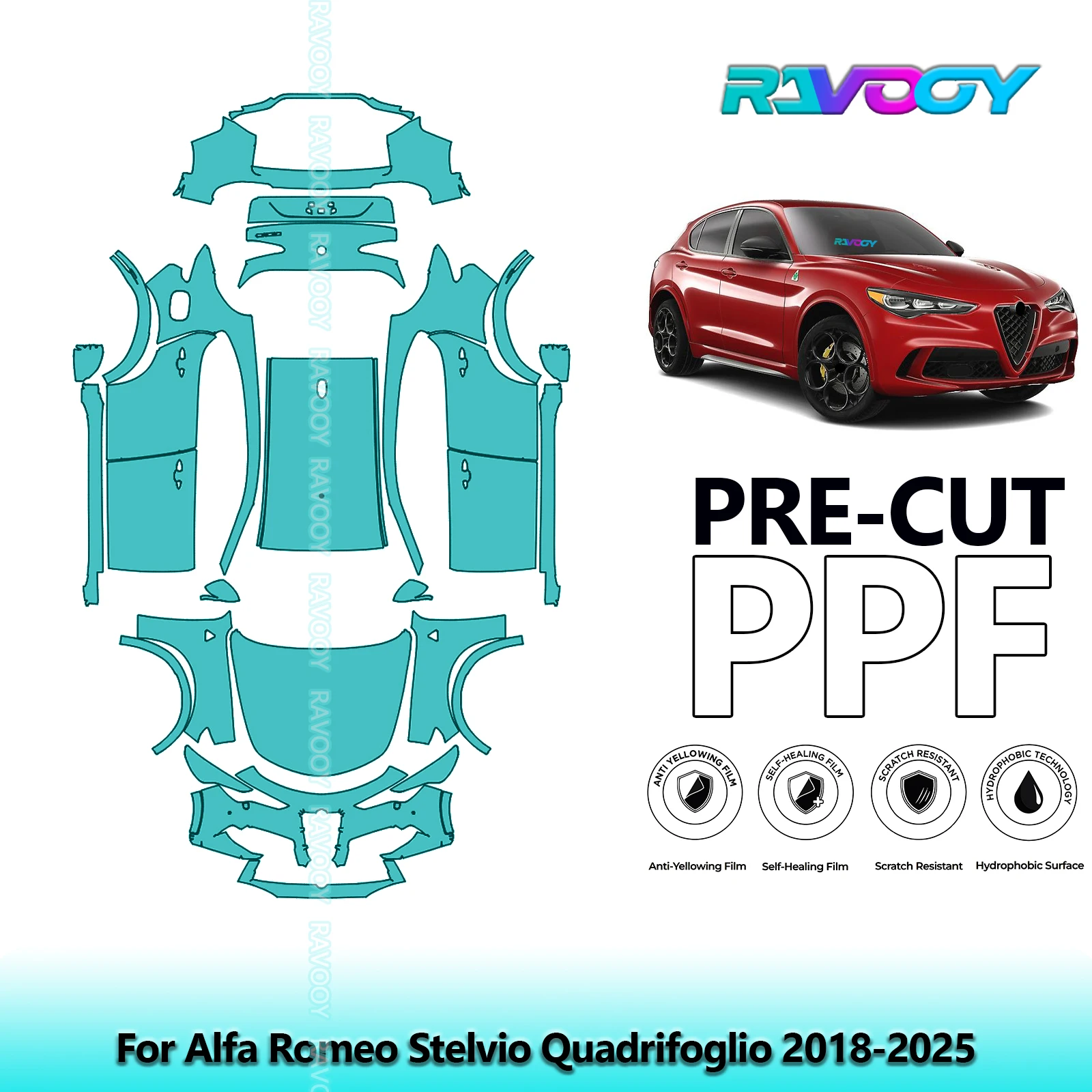 

Full Vehicle Clear Bra Precut PPF Paint Protection Film For Alfa Romeo Stelvio Quadrifoglio 2018-2025